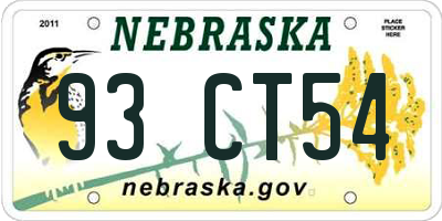 NE license plate 93CT54