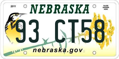 NE license plate 93CT58
