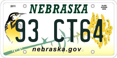 NE license plate 93CT64