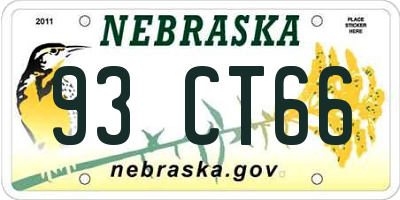 NE license plate 93CT66