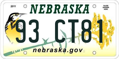 NE license plate 93CT81