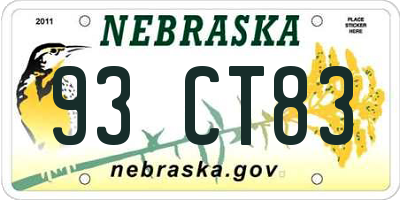 NE license plate 93CT83