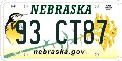 NE license plate 93CT87