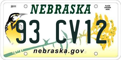 NE license plate 93CV12