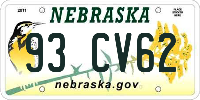 NE license plate 93CV62