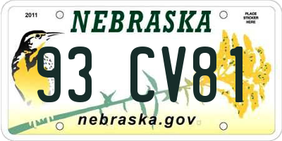NE license plate 93CV81