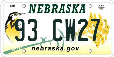 NE license plate 93CW27