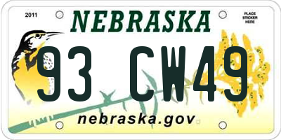 NE license plate 93CW49