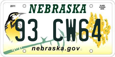 NE license plate 93CW64