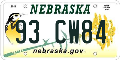 NE license plate 93CW84