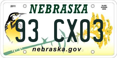 NE license plate 93CX03