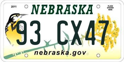NE license plate 93CX47