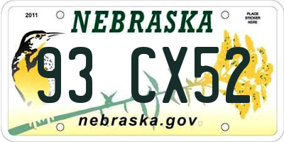 NE license plate 93CX52