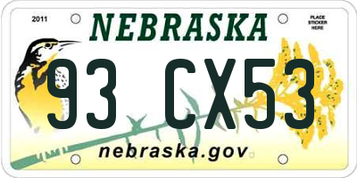 NE license plate 93CX53