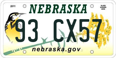 NE license plate 93CX57