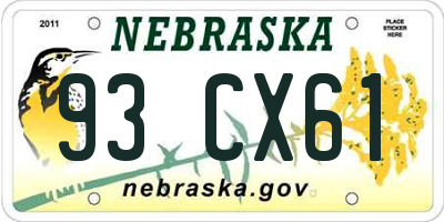 NE license plate 93CX61
