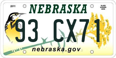 NE license plate 93CX71