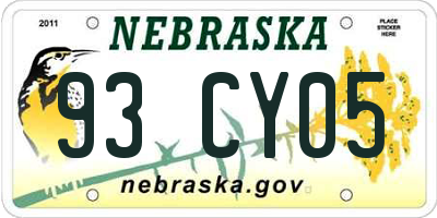 NE license plate 93CY05