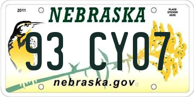 NE license plate 93CY07