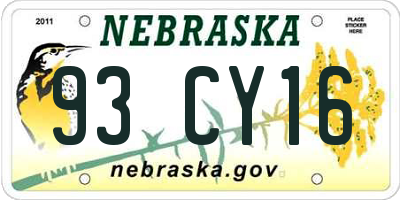 NE license plate 93CY16