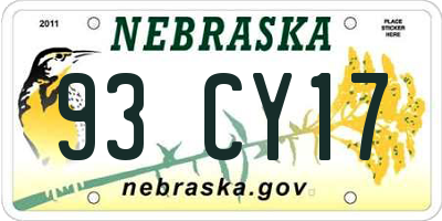 NE license plate 93CY17