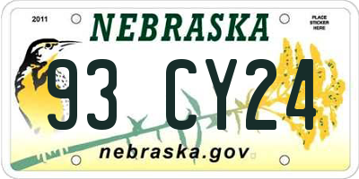 NE license plate 93CY24