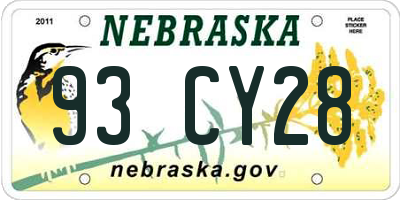 NE license plate 93CY28