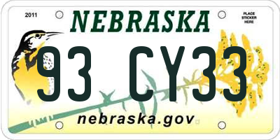 NE license plate 93CY33