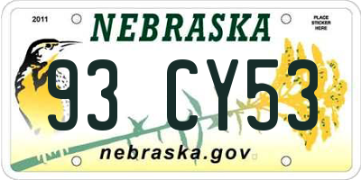 NE license plate 93CY53