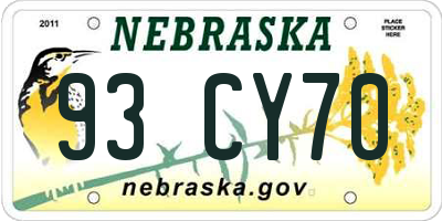 NE license plate 93CY70