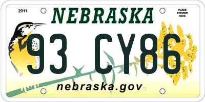 NE license plate 93CY86