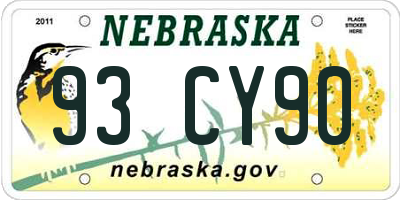 NE license plate 93CY90