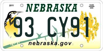 NE license plate 93CY91