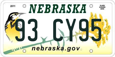 NE license plate 93CY95