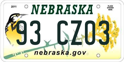NE license plate 93CZ03