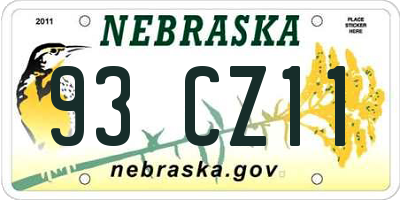 NE license plate 93CZ11