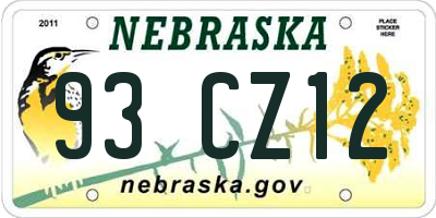 NE license plate 93CZ12