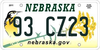 NE license plate 93CZ23