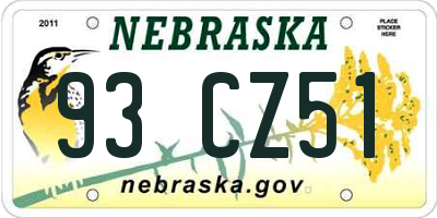 NE license plate 93CZ51