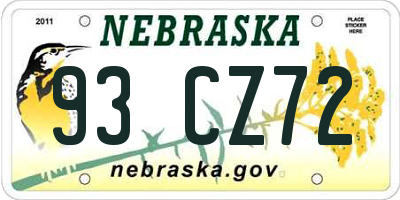 NE license plate 93CZ72