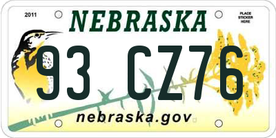 NE license plate 93CZ76