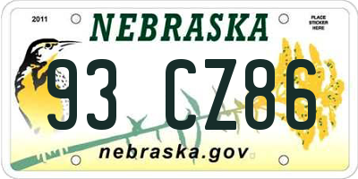 NE license plate 93CZ86