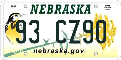 NE license plate 93CZ90