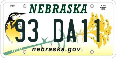 NE license plate 93DA11