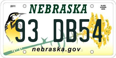 NE license plate 93DB54