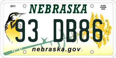 NE license plate 93DB86