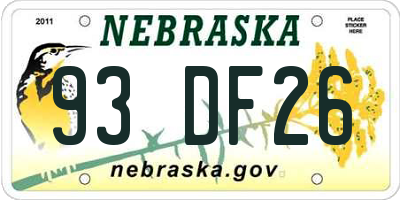 NE license plate 93DF26