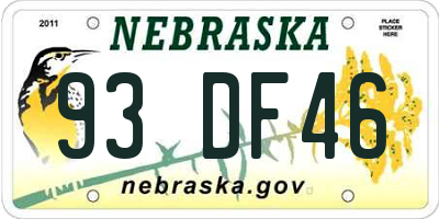 NE license plate 93DF46