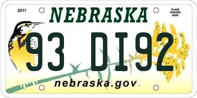 NE license plate 93DI92