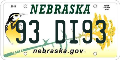 NE license plate 93DI93